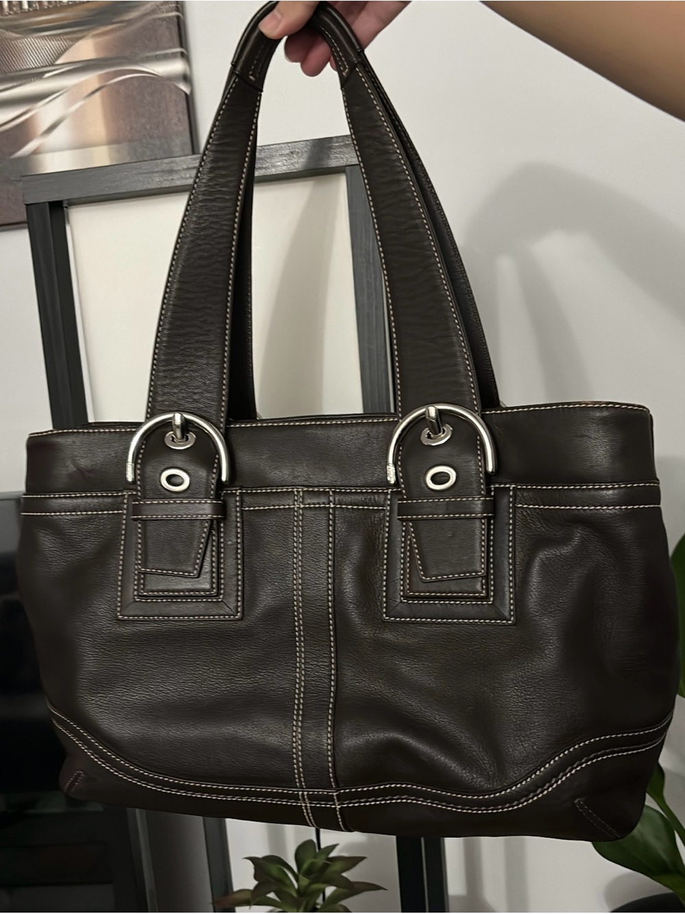 Coach Dark Brown Leather Shoulder Bag